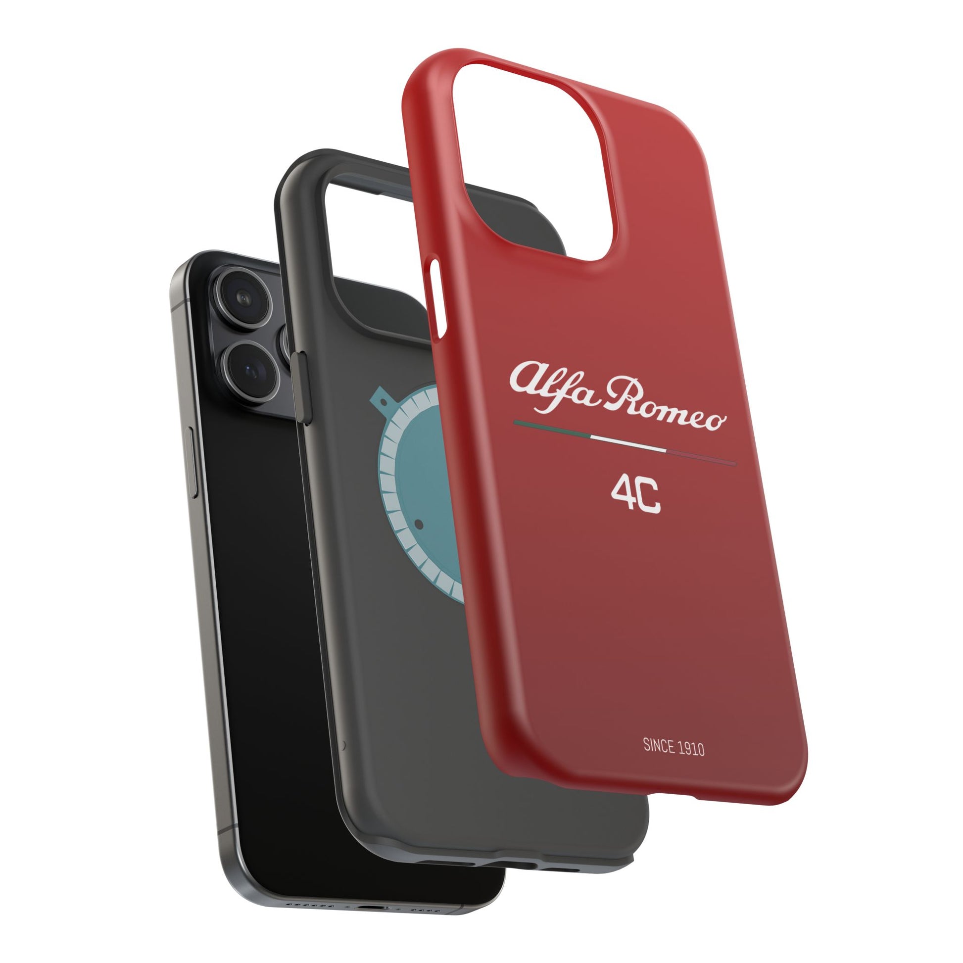 MagSafe® Dual Layer iPhone Case - Alfa Romeo 4C Design in White on Alfa Rosso - AI Print Spot