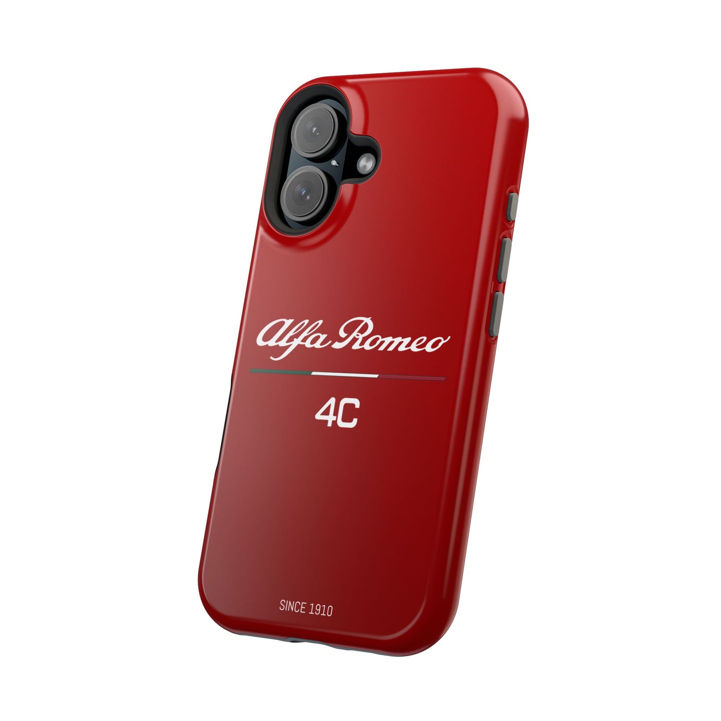 MagSafe® Dual Layer iPhone Case - Alfa Romeo 4C Design in White on Alfa Rosso - AI Print Spot