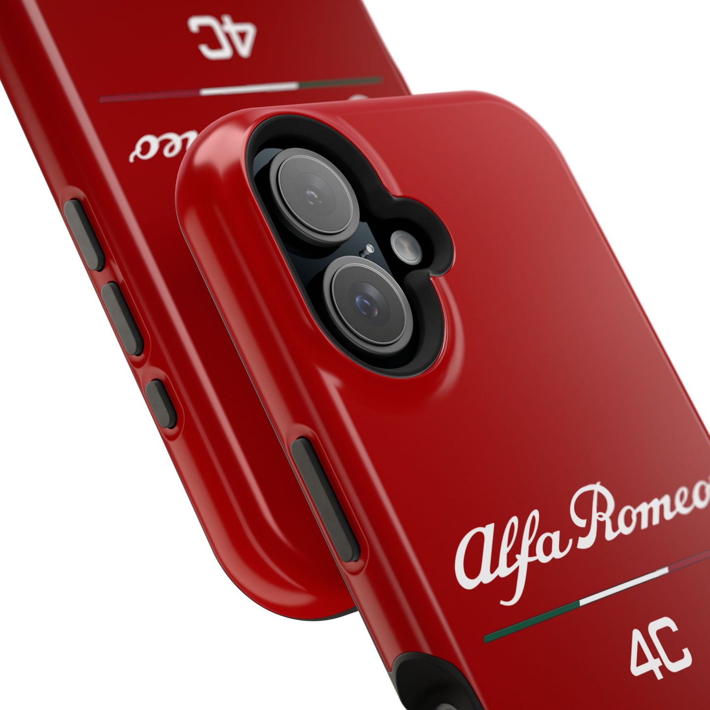 MagSafe® Dual Layer iPhone Case - Alfa Romeo 4C Design in White on Alfa Rosso - AI Print Spot