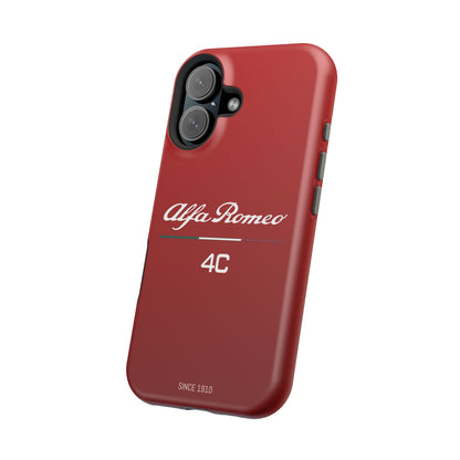 MagSafe® Dual Layer iPhone Case - Alfa Romeo 4C Design in White on Alfa Rosso - AI Print Spot