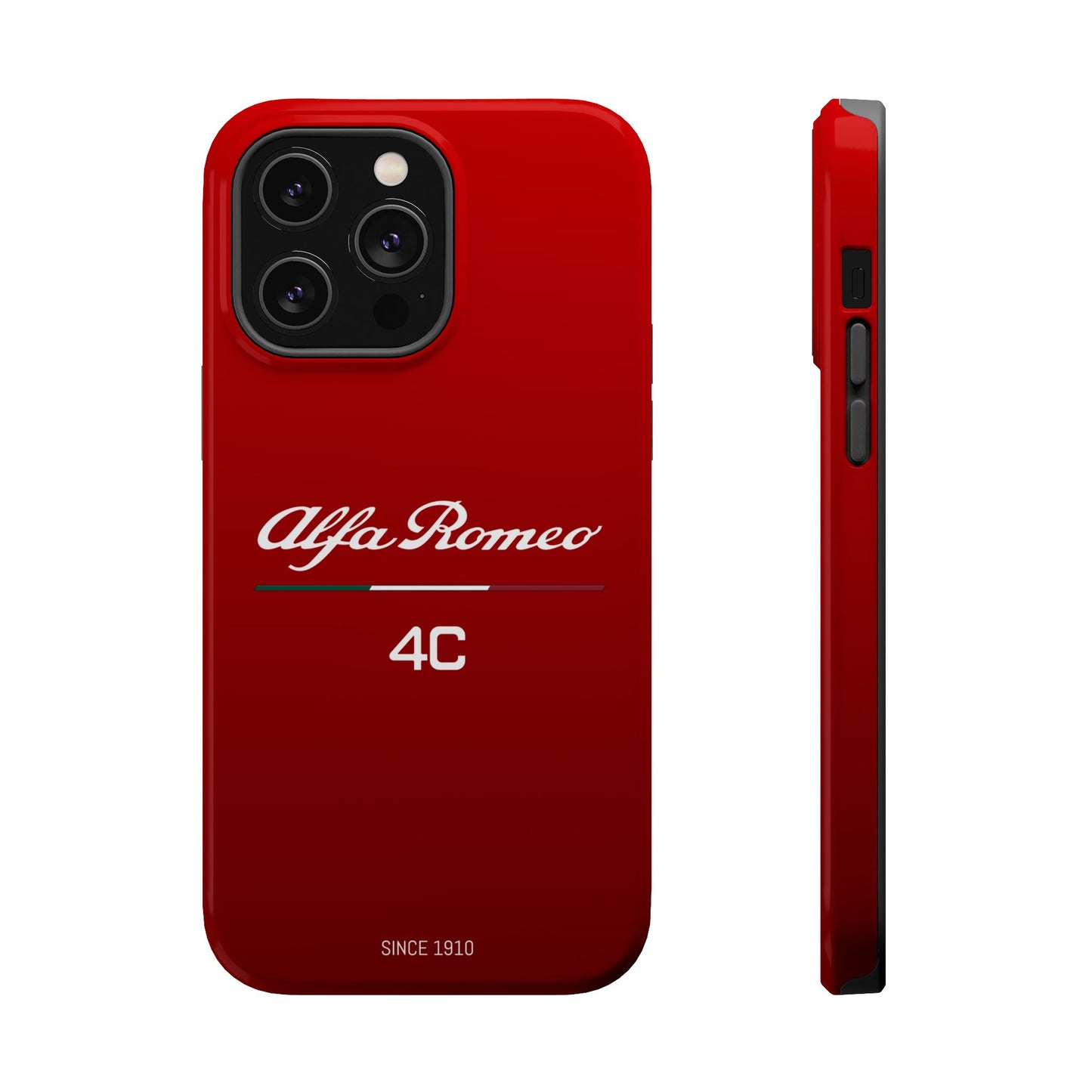 MagSafe® Dual Layer iPhone Case - Alfa Romeo 4C Design in White on Alfa Rosso - AI Print Spot