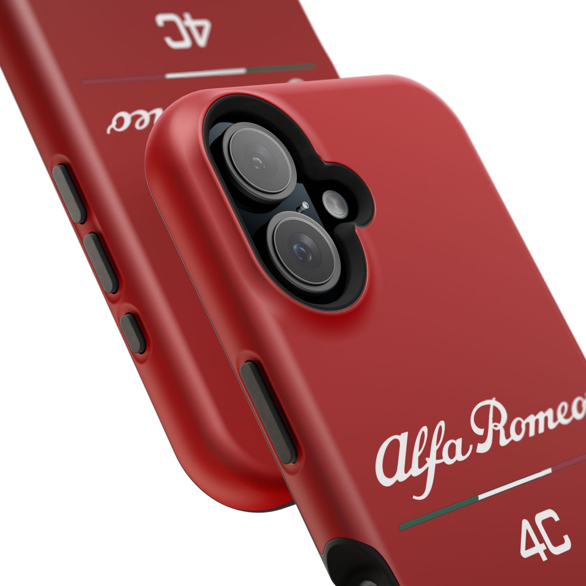 MagSafe® Dual Layer iPhone Case - Alfa Romeo 4C Design in White on Alfa Rosso - AI Print Spot