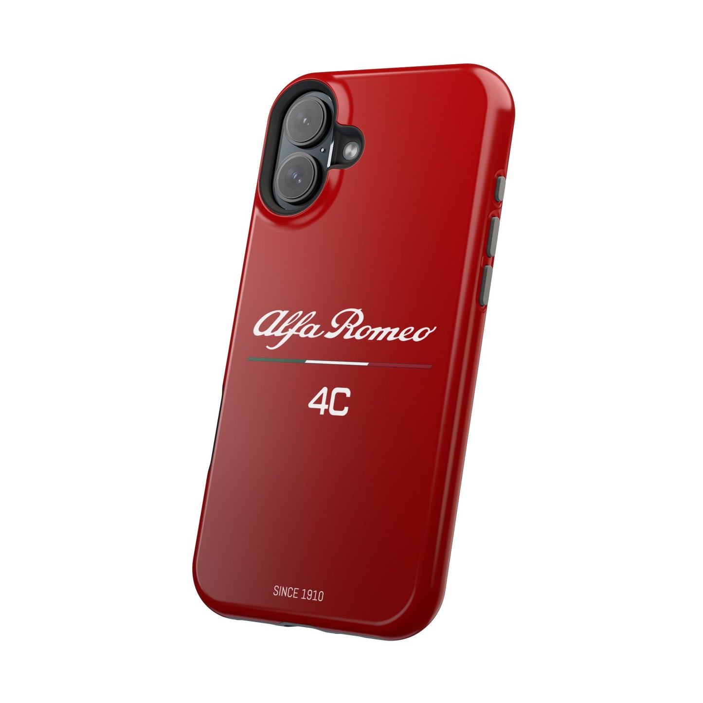 MagSafe® Dual Layer iPhone Case - Alfa Romeo 4C Design in White on Alfa Rosso - AI Print Spot