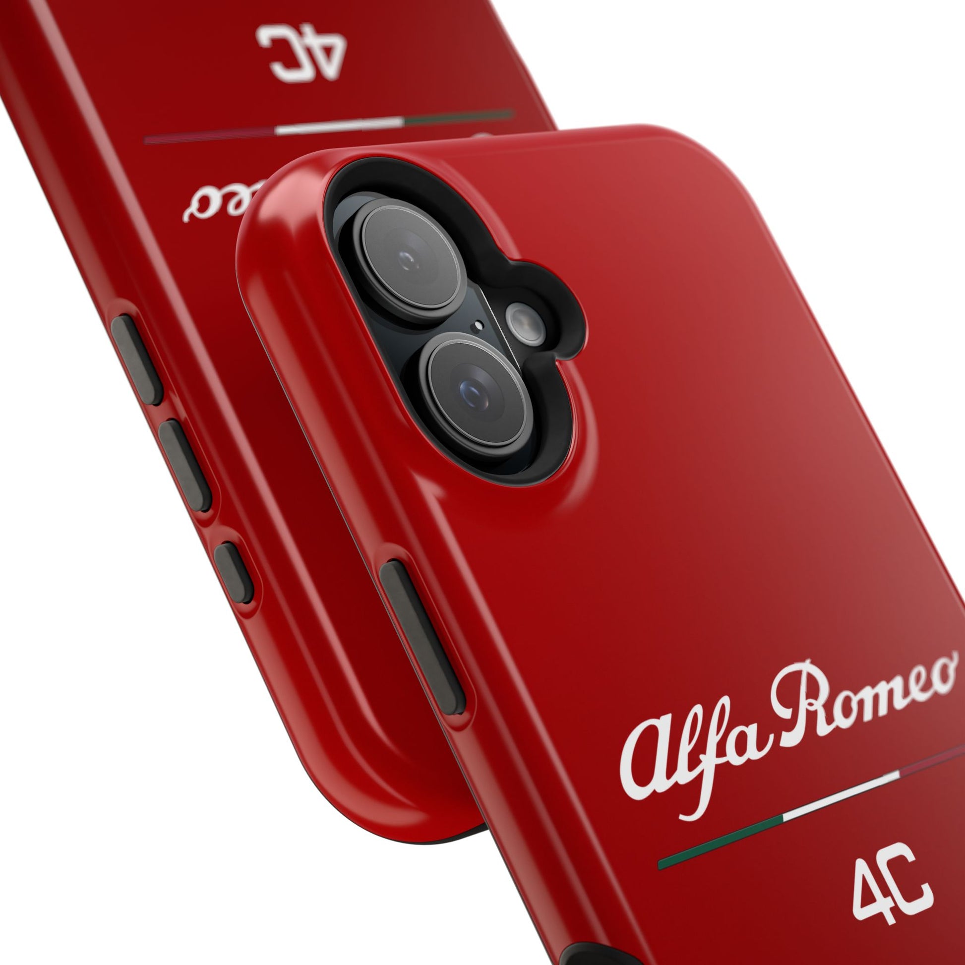 MagSafe® Dual Layer iPhone Case - Alfa Romeo 4C Design in White on Alfa Rosso - AI Print Spot