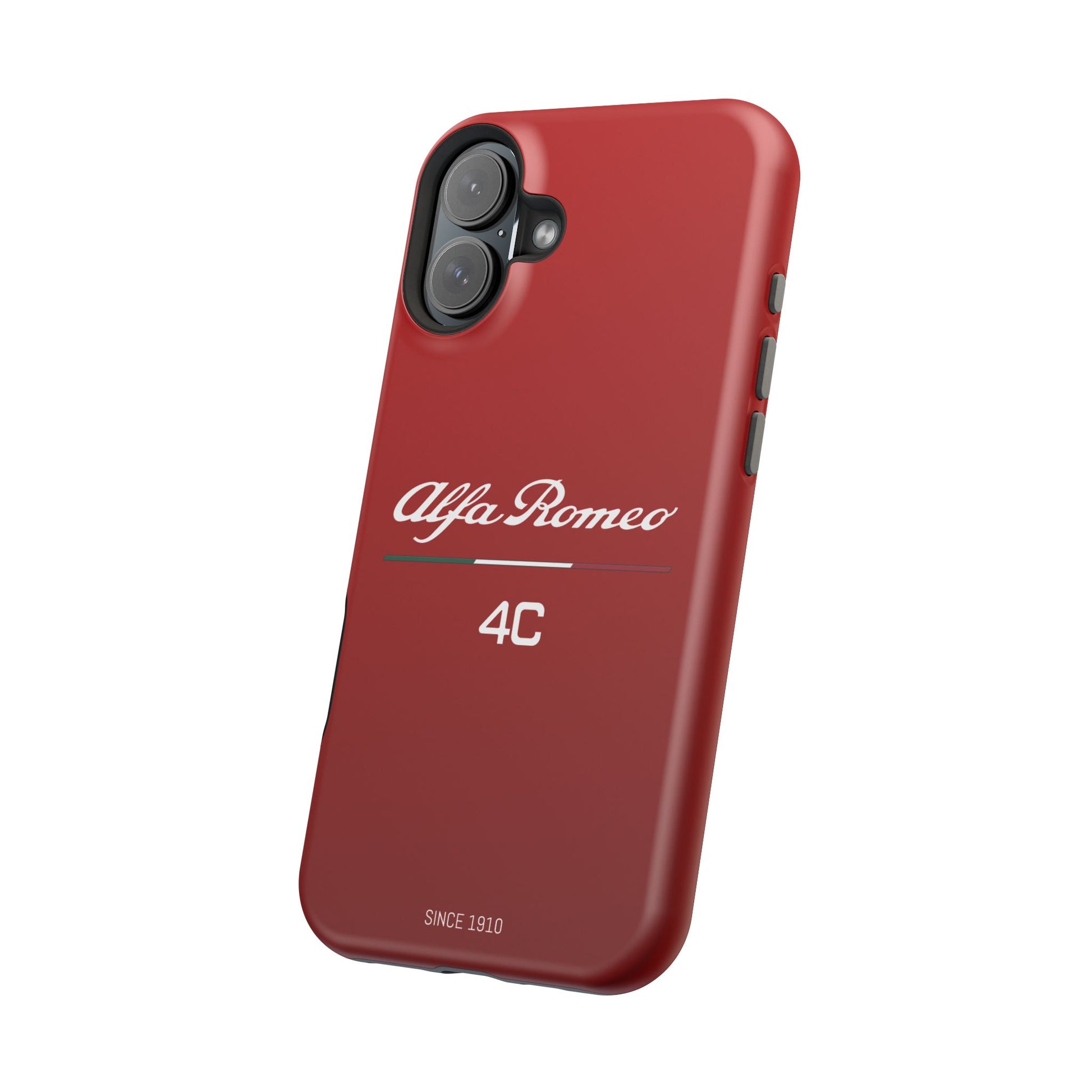 MagSafe® Dual Layer iPhone Case - Alfa Romeo 4C Design in White on Alfa Rosso - AI Print Spot