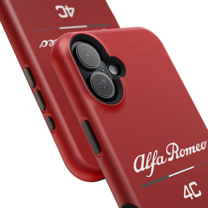 MagSafe® Dual Layer iPhone Case - Alfa Romeo 4C Design in White on Alfa Rosso - AI Print Spot