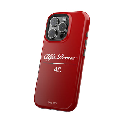 MagSafe® Dual Layer iPhone Case - Alfa Romeo 4C Design in White on Alfa Rosso - AI Print Spot