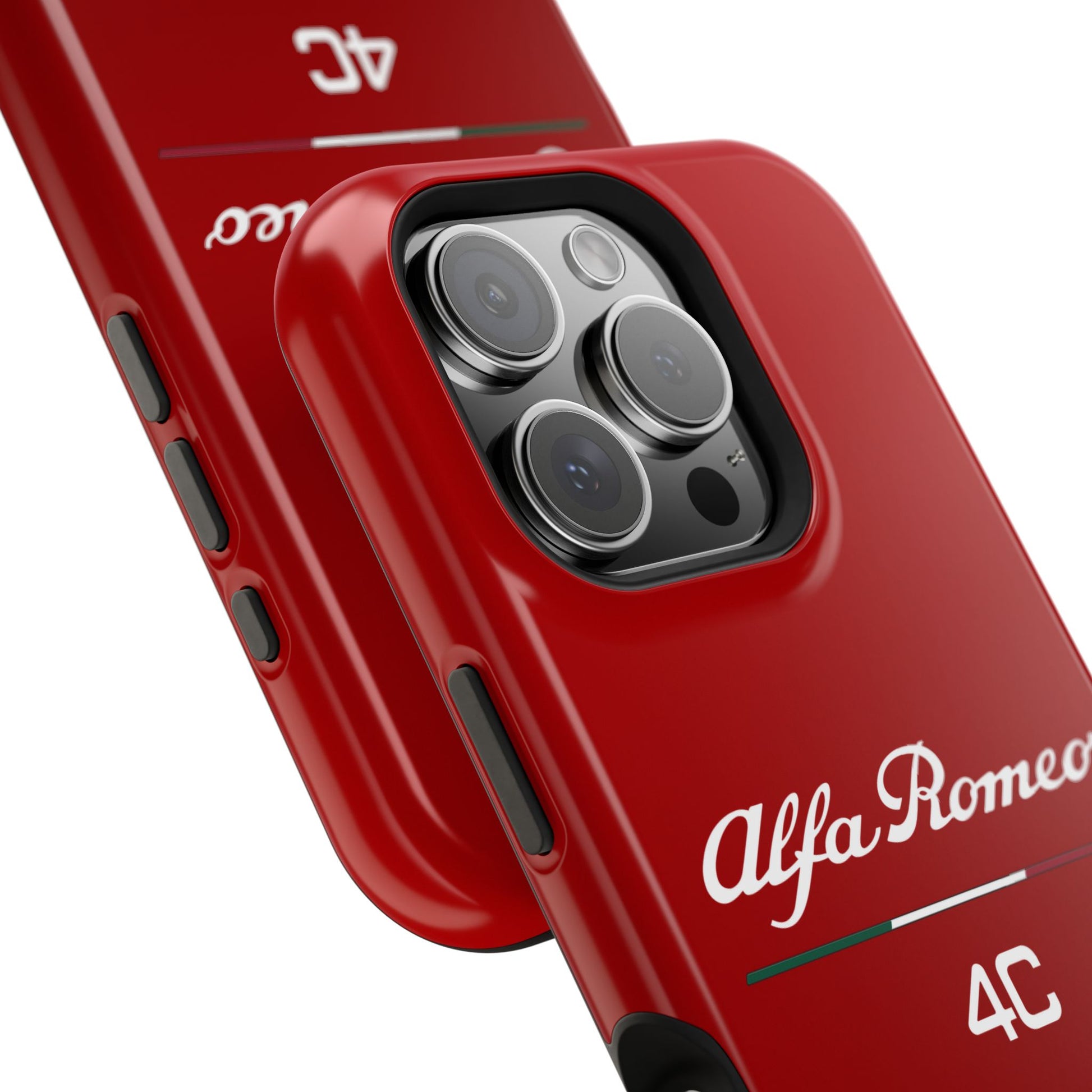 MagSafe® Dual Layer iPhone Case - Alfa Romeo 4C Design in White on Alfa Rosso - AI Print Spot