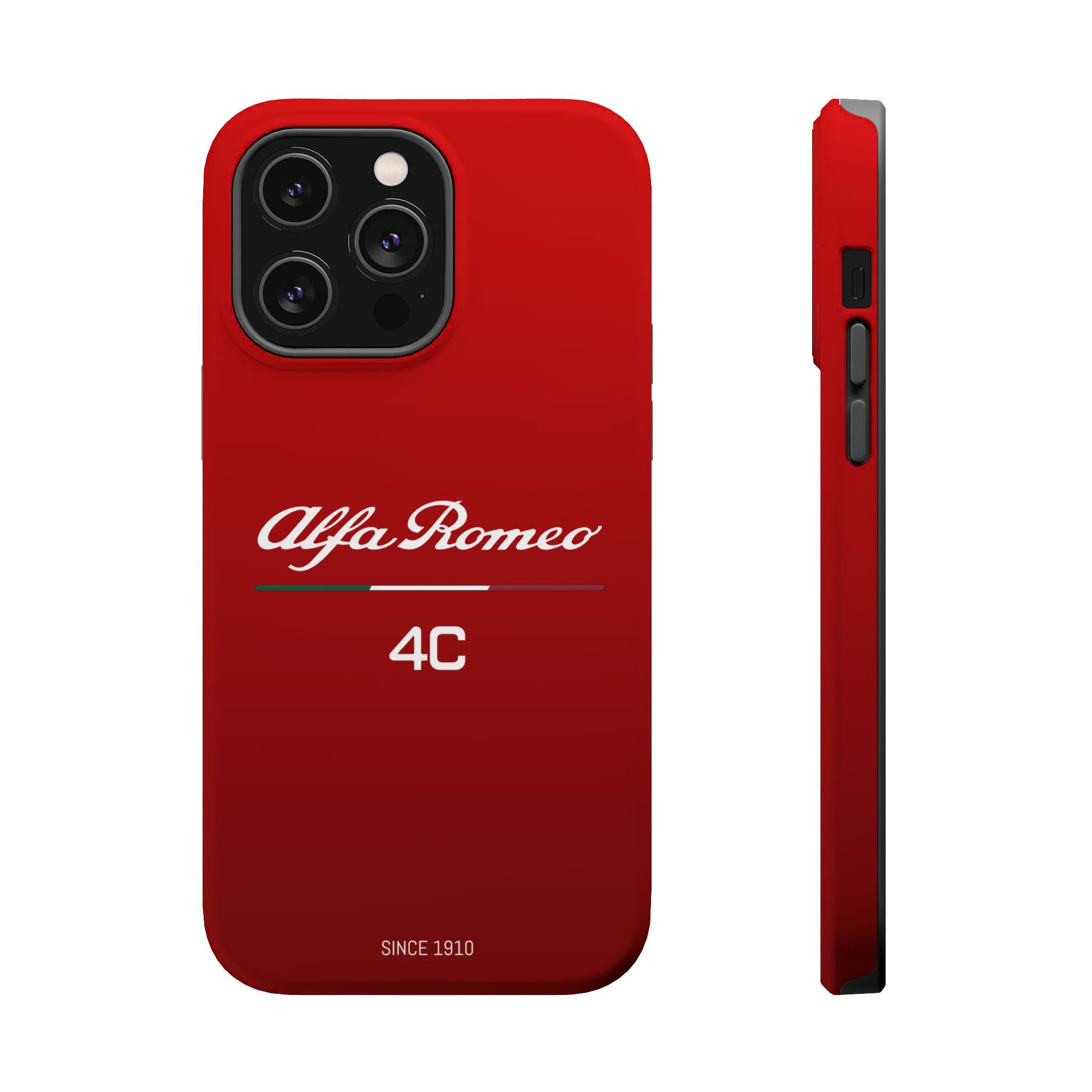 MagSafe® Dual Layer iPhone Case - Alfa Romeo 4C Design in White on Alfa Rosso - AI Print Spot