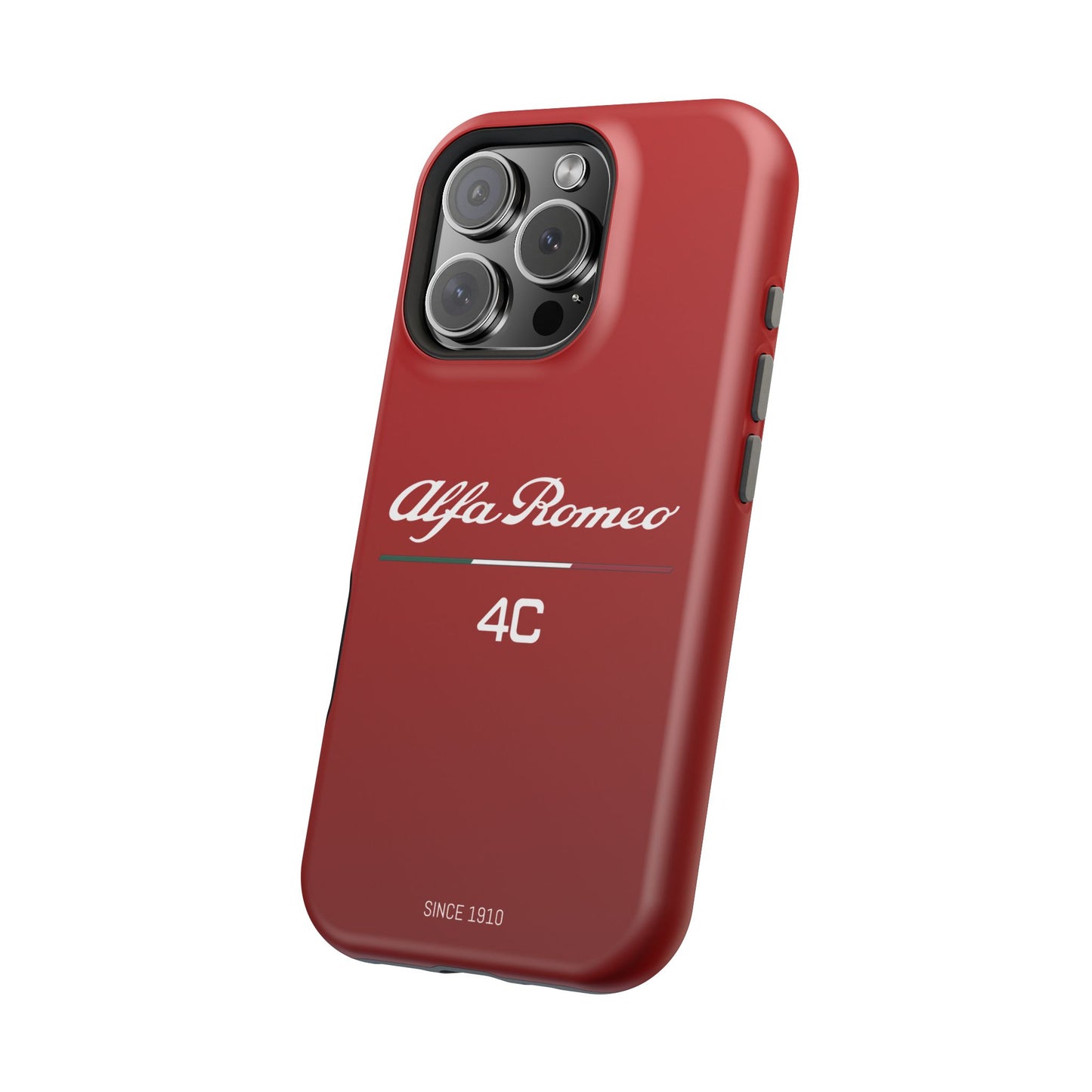 MagSafe® Dual Layer iPhone Case - Alfa Romeo 4C Design in White on Alfa Rosso - AI Print Spot