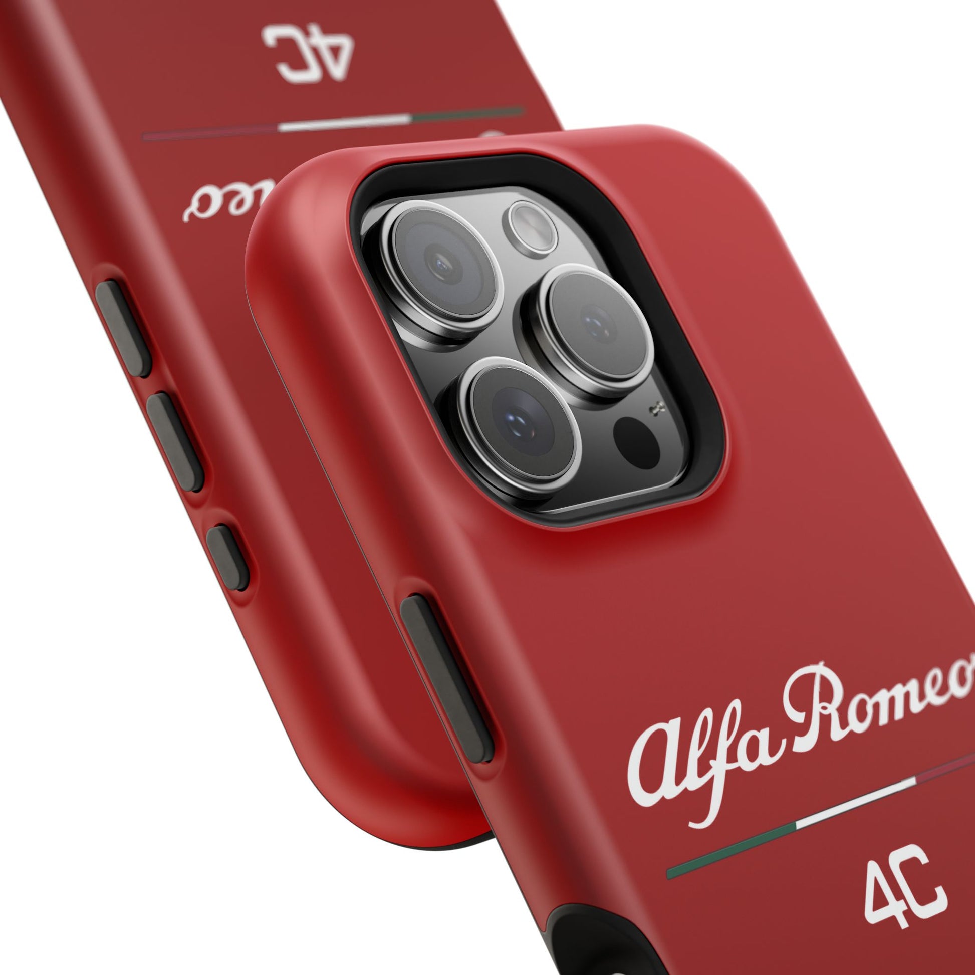 MagSafe® Dual Layer iPhone Case - Alfa Romeo 4C Design in White on Alfa Rosso - AI Print Spot