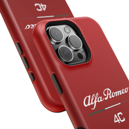 MagSafe® Dual Layer iPhone Case - Alfa Romeo 4C Design in White on Alfa Rosso - AI Print Spot