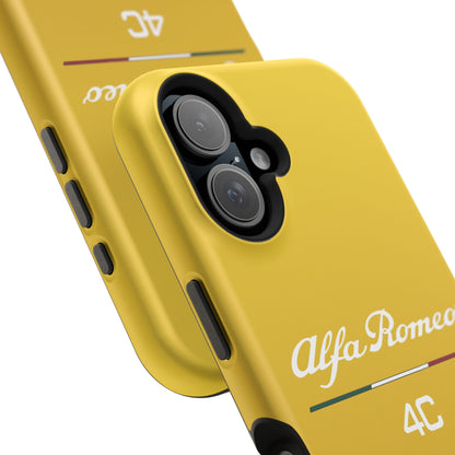 MagSafe® Dual Layer iPhone Case - Alfa Romeo 4C Design in White on Giallo Prototipo - AI Print Spot