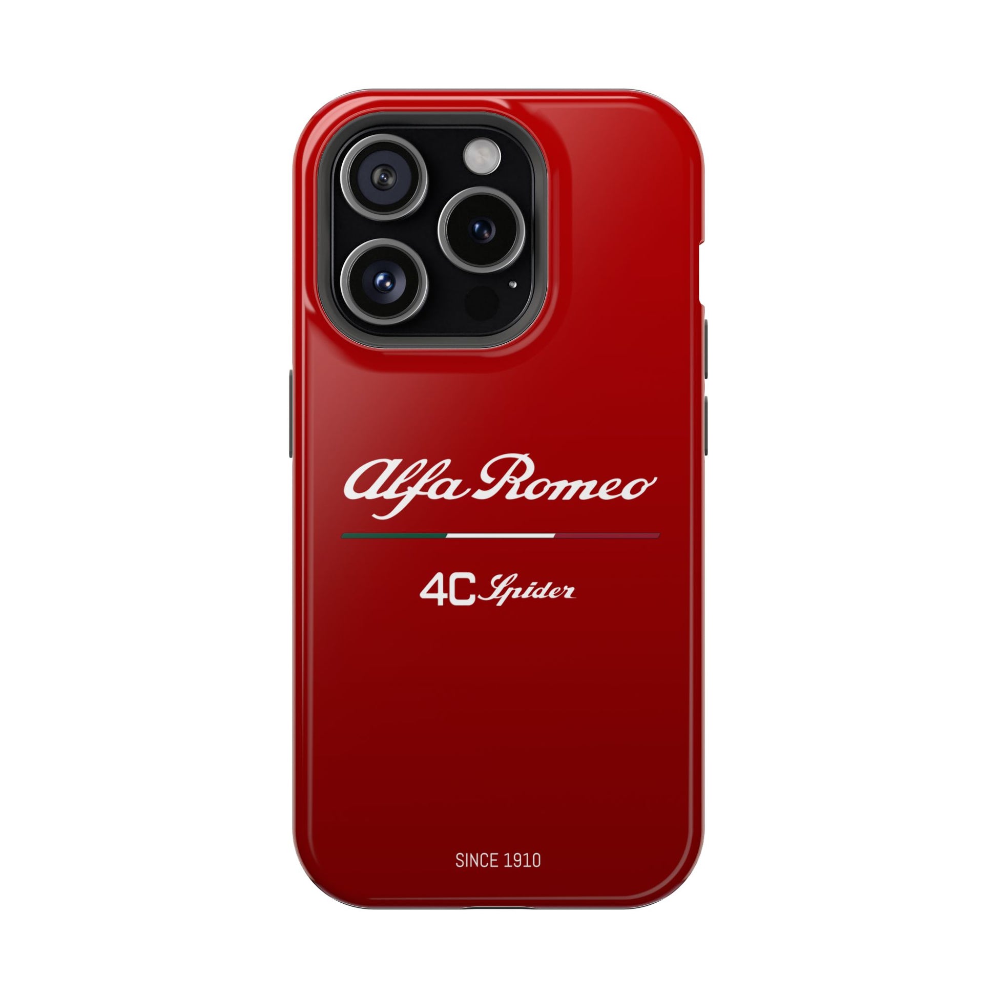 MagSafe® Dual Layer iPhone Case - Alfa Romeo 4C Spider in White on Alfa Rosso - AI Print Spot