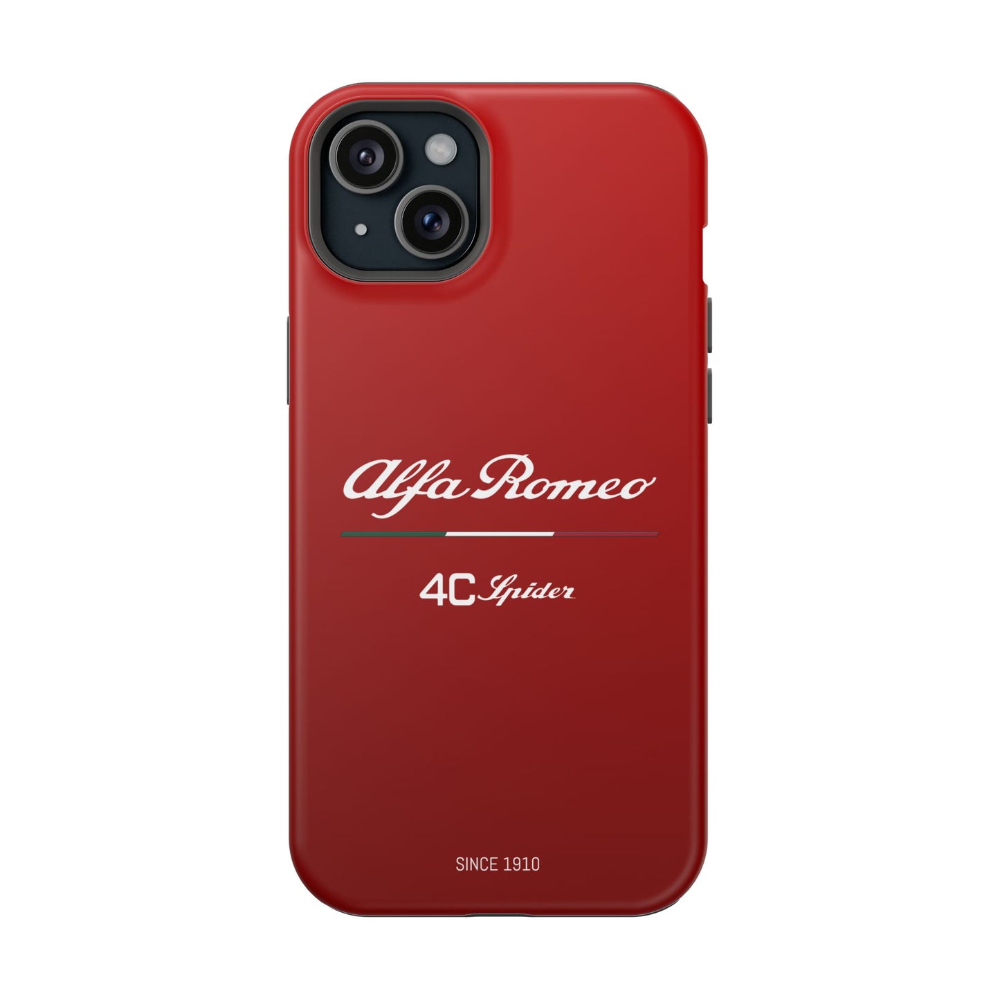 MagSafe® Dual Layer iPhone Case - Alfa Romeo 4C Spider in White on Alfa Rosso - AI Print Spot