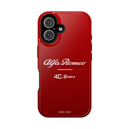 MagSafe® Dual Layer iPhone Case - Alfa Romeo 4C Spider in White on Alfa Rosso - AI Print Spot