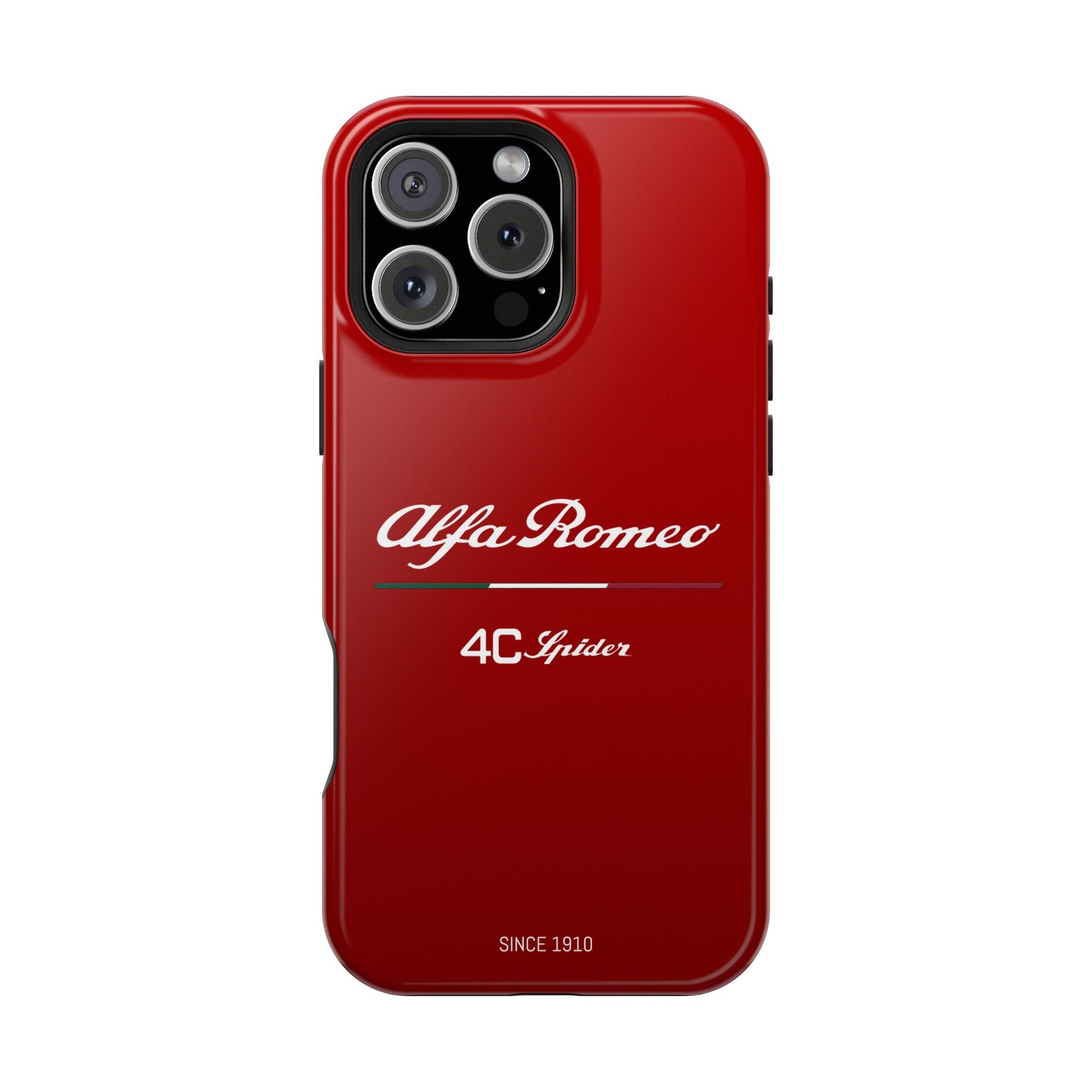 MagSafe® Dual Layer iPhone Case - Alfa Romeo 4C Spider in White on Alfa Rosso - AI Print Spot