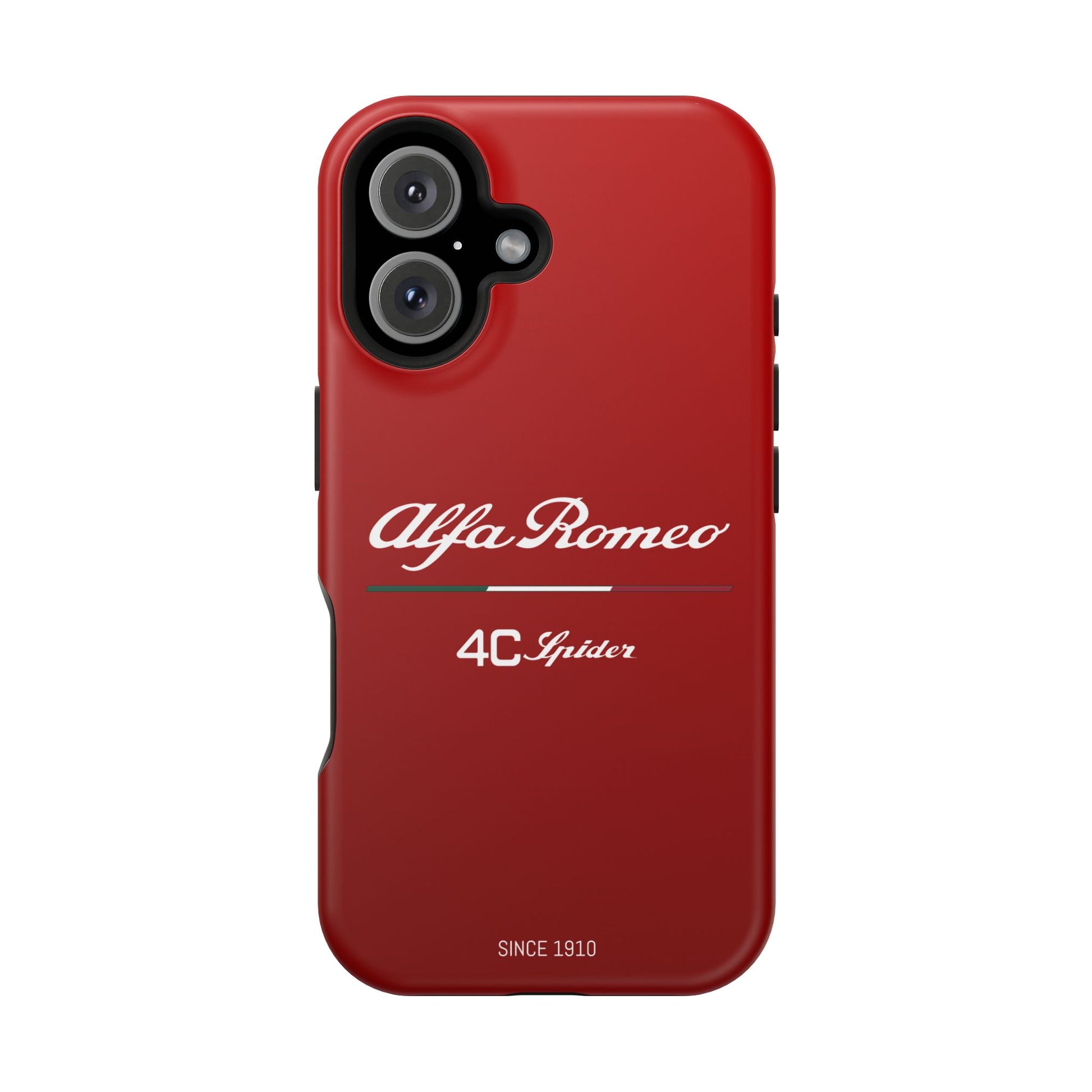 MagSafe® Dual Layer iPhone Case - Alfa Romeo 4C Spider in White on Alfa Rosso - AI Print Spot