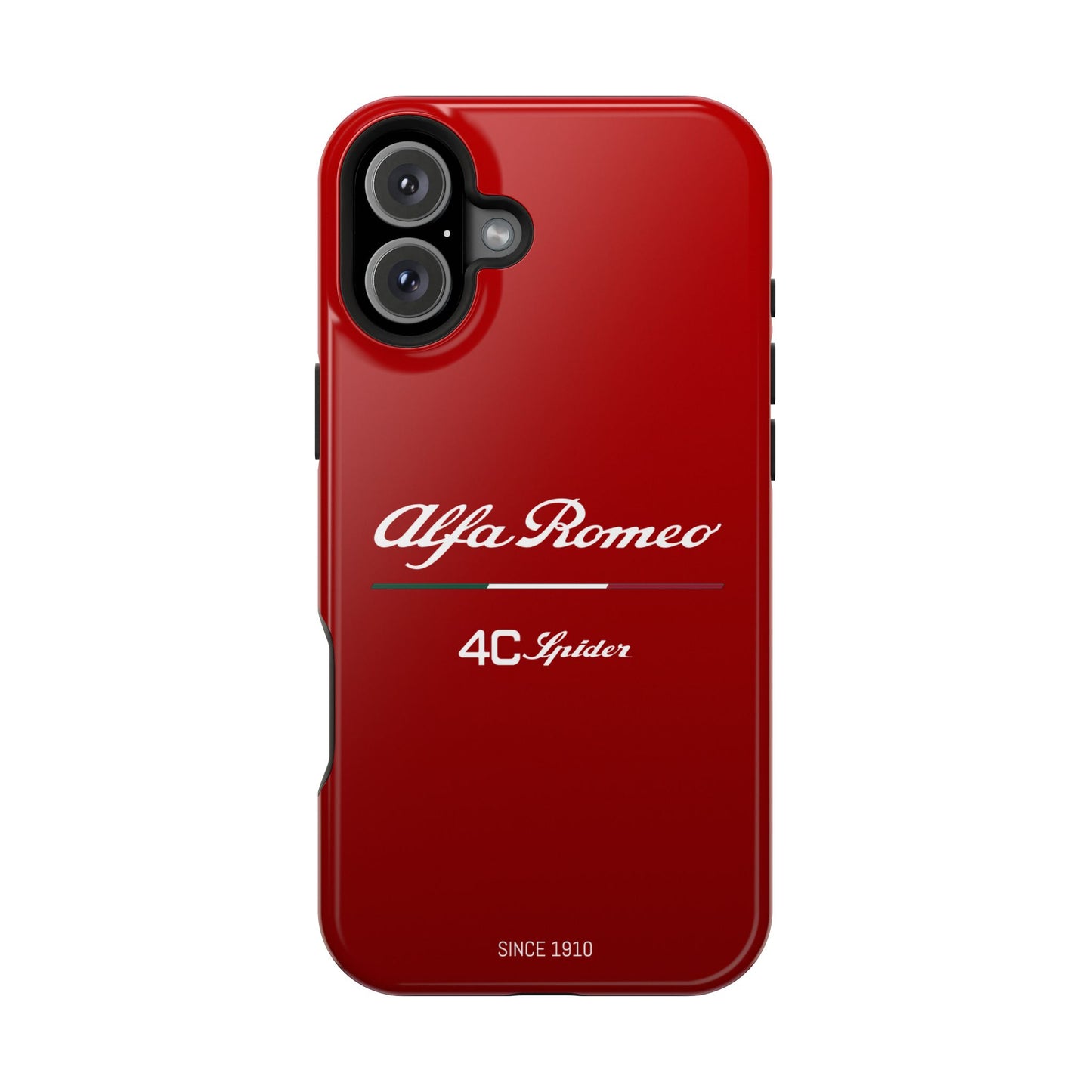 MagSafe® Dual Layer iPhone Case - Alfa Romeo 4C Spider in White on Alfa Rosso - AI Print Spot