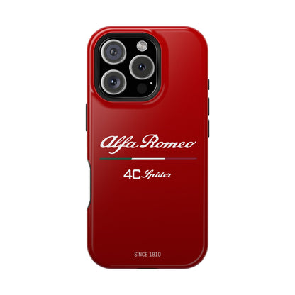 MagSafe® Dual Layer iPhone Case - Alfa Romeo 4C Spider in White on Alfa Rosso - AI Print Spot