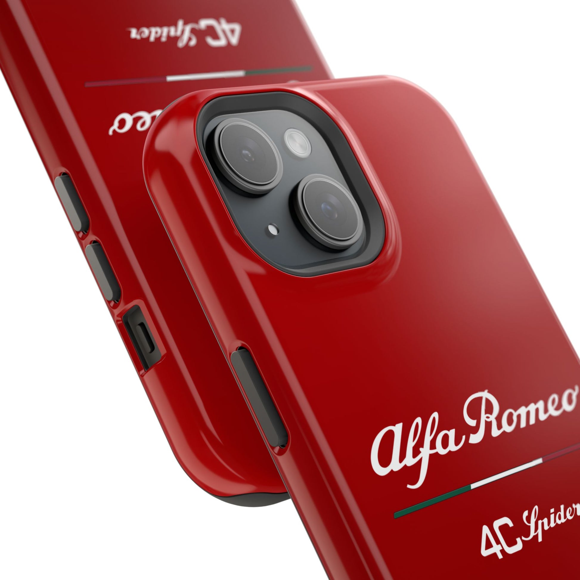 MagSafe® Dual Layer iPhone Case - Alfa Romeo 4C Spider in White on Alfa Rosso - AI Print Spot