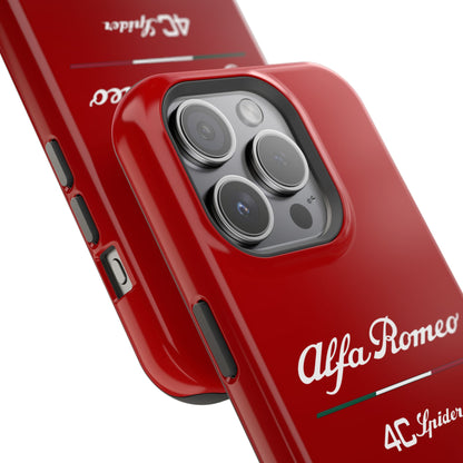 MagSafe® Dual Layer iPhone Case - Alfa Romeo 4C Spider in White on Alfa Rosso - AI Print Spot