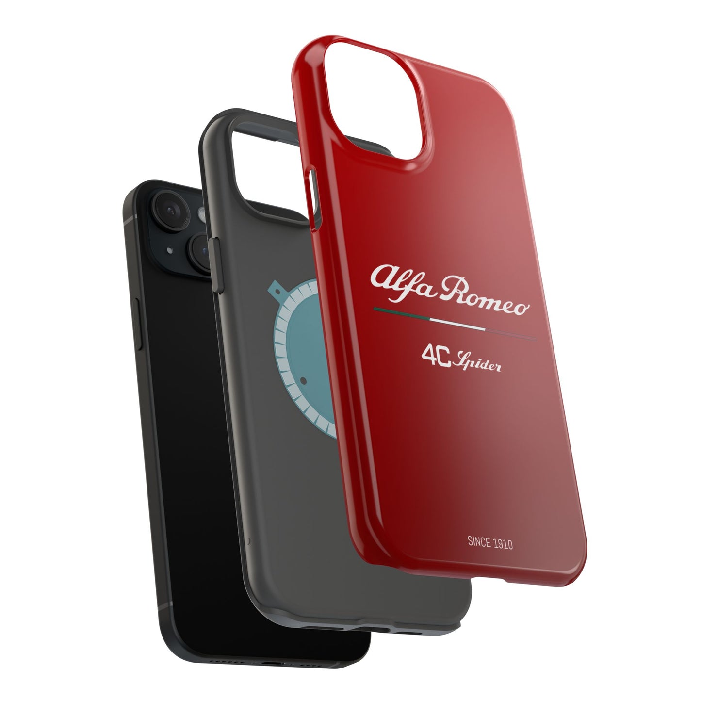 MagSafe® Dual Layer iPhone Case - Alfa Romeo 4C Spider in White on Alfa Rosso - AI Print Spot