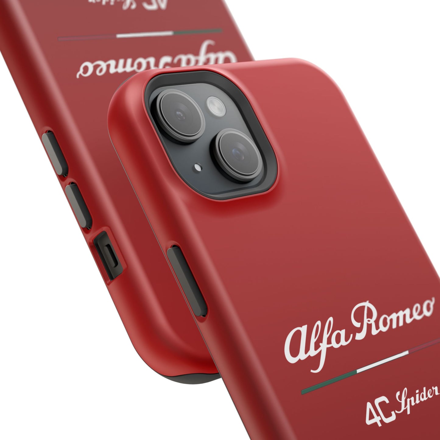 MagSafe® Dual Layer iPhone Case - Alfa Romeo 4C Spider in White on Alfa Rosso - AI Print Spot