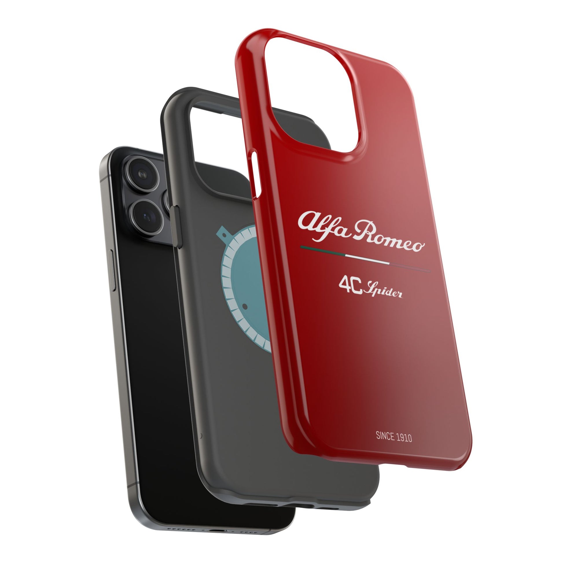 MagSafe® Dual Layer iPhone Case - Alfa Romeo 4C Spider in White on Alfa Rosso - AI Print Spot