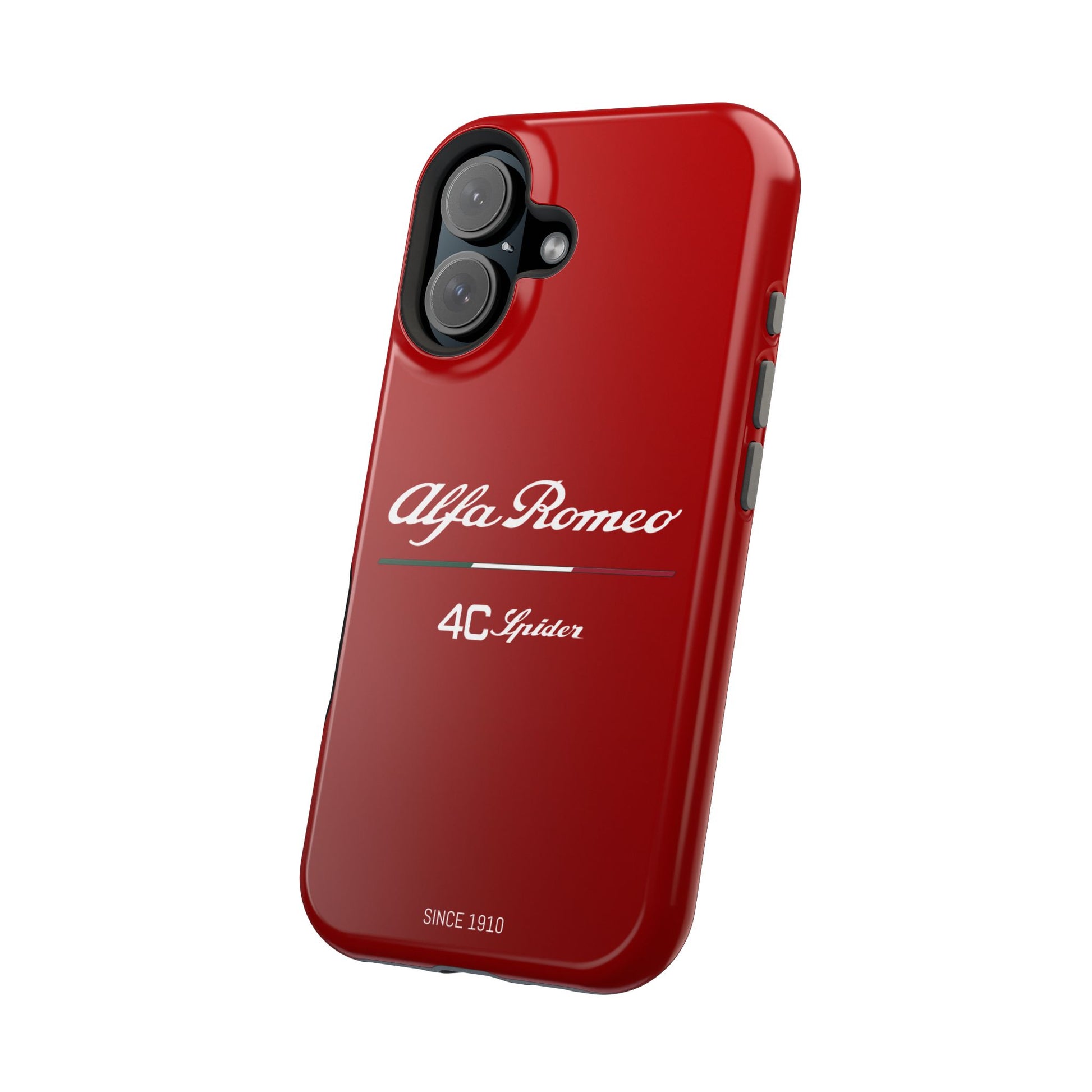 MagSafe® Dual Layer iPhone Case - Alfa Romeo 4C Spider in White on Alfa Rosso - AI Print Spot