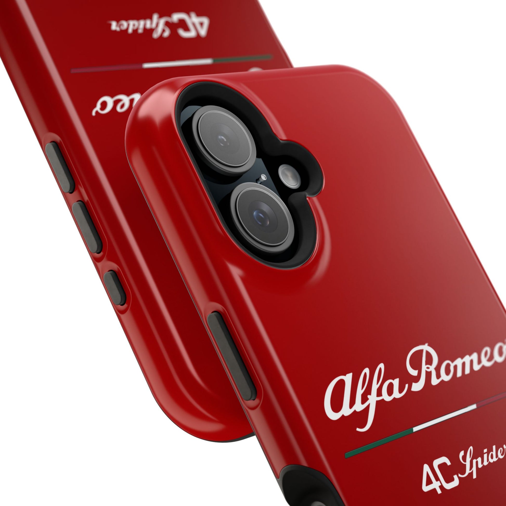 MagSafe® Dual Layer iPhone Case - Alfa Romeo 4C Spider in White on Alfa Rosso - AI Print Spot