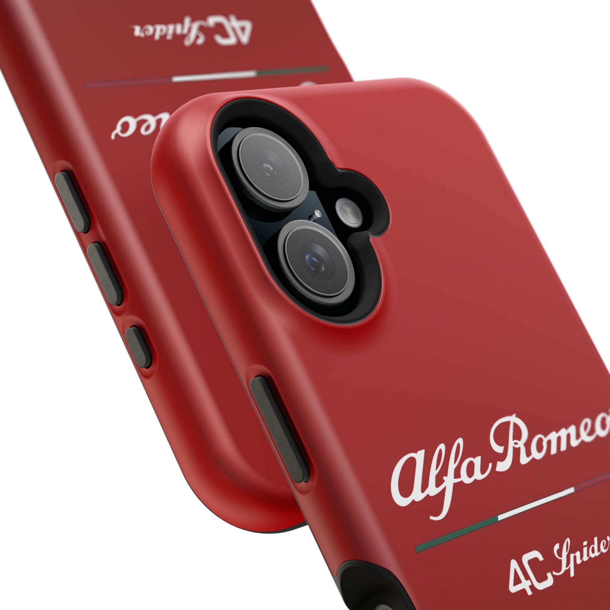 MagSafe® Dual Layer iPhone Case - Alfa Romeo 4C Spider in White on Alfa Rosso - AI Print Spot