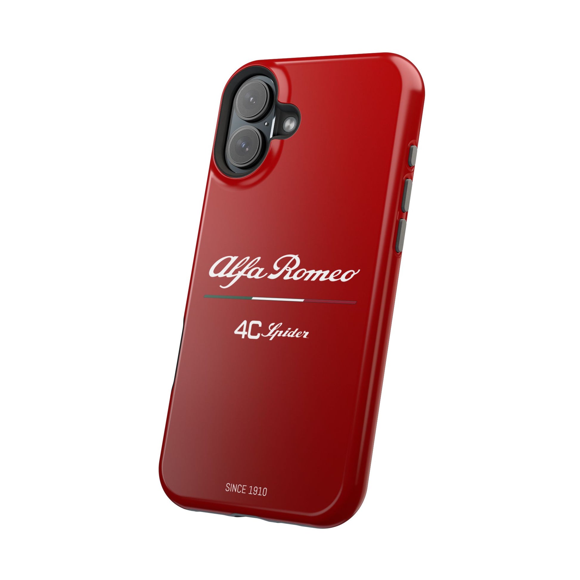 MagSafe® Dual Layer iPhone Case - Alfa Romeo 4C Spider in White on Alfa Rosso - AI Print Spot