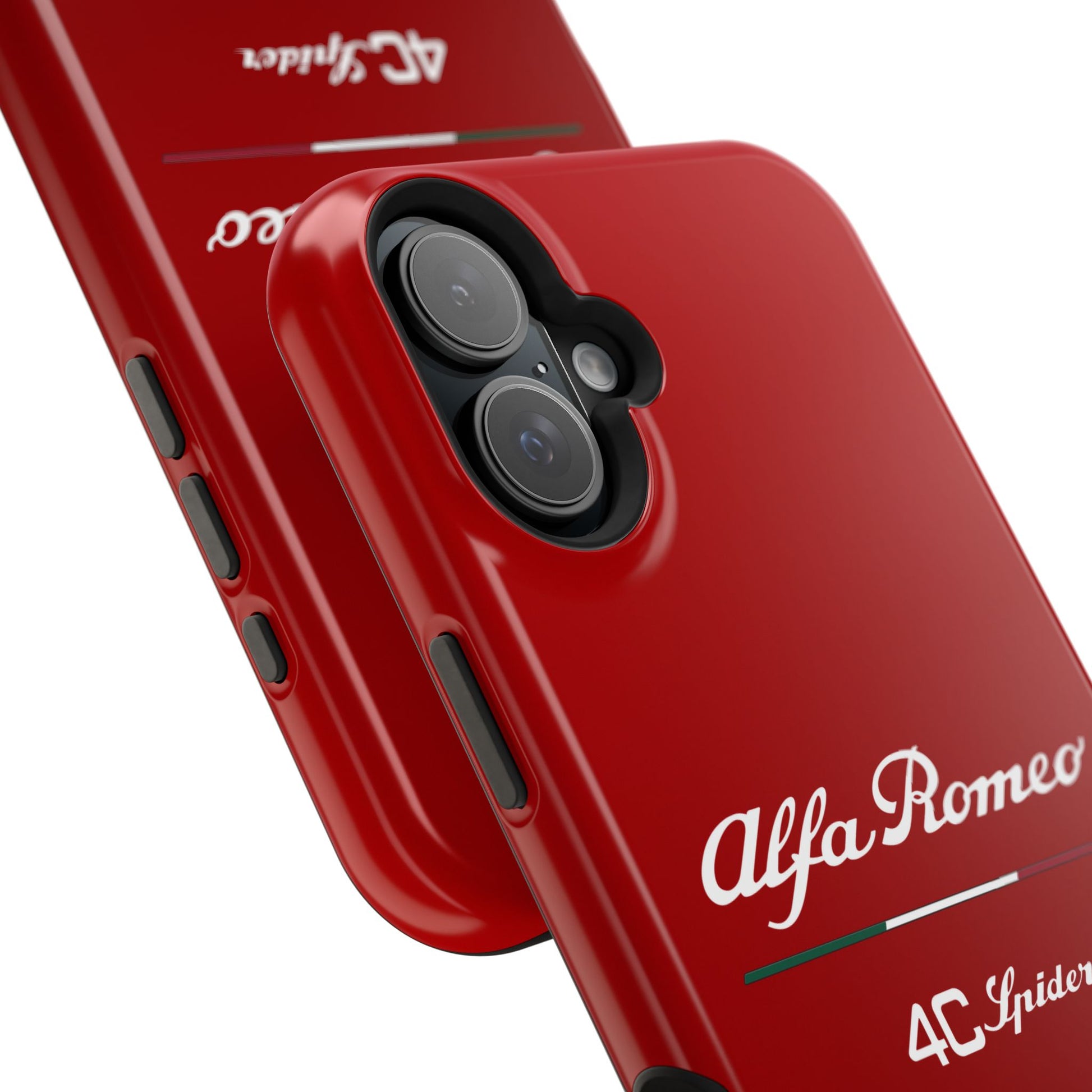 MagSafe® Dual Layer iPhone Case - Alfa Romeo 4C Spider in White on Alfa Rosso - AI Print Spot