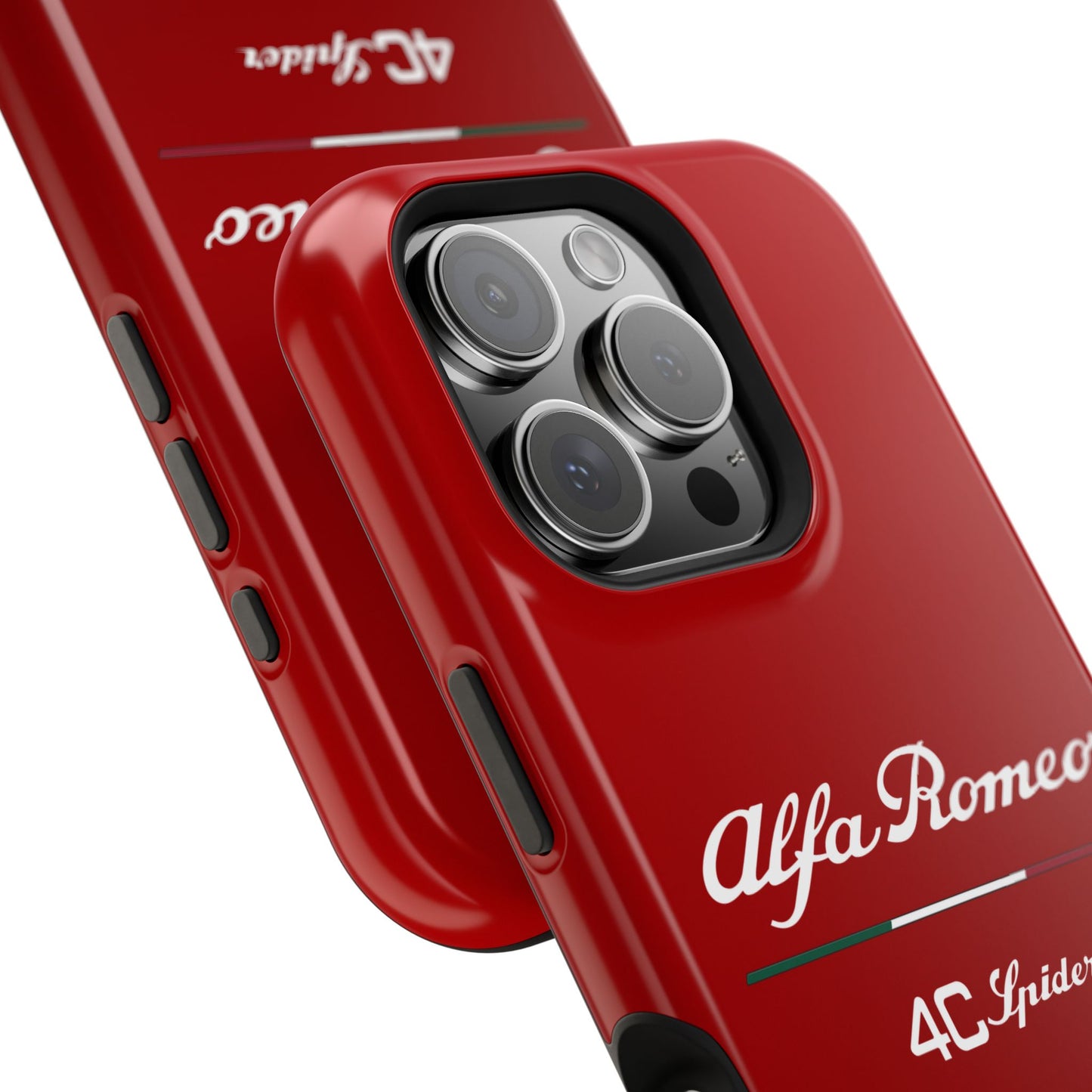 MagSafe® Dual Layer iPhone Case - Alfa Romeo 4C Spider in White on Alfa Rosso - AI Print Spot