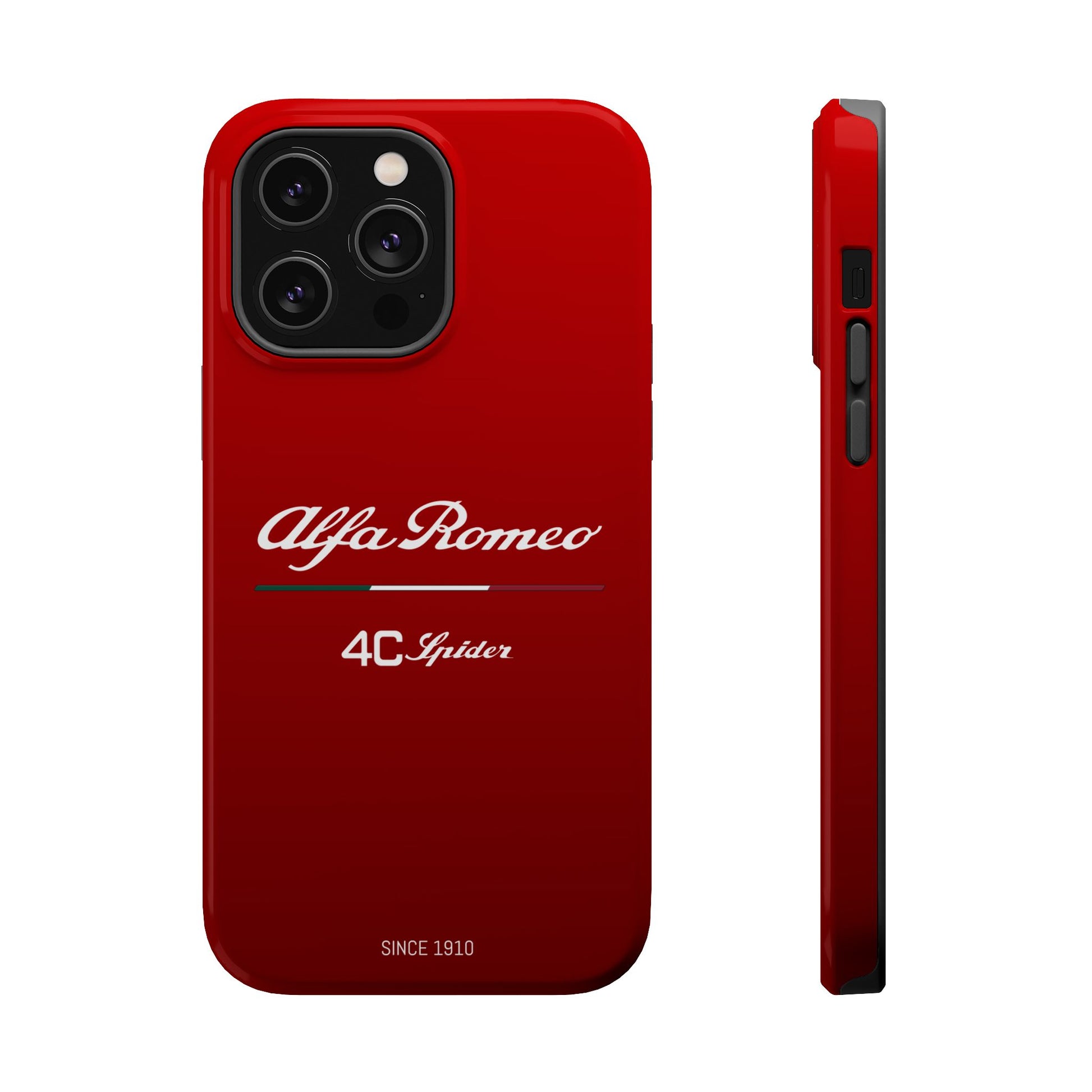 MagSafe® Dual Layer iPhone Case - Alfa Romeo 4C Spider in White on Alfa Rosso - AI Print Spot