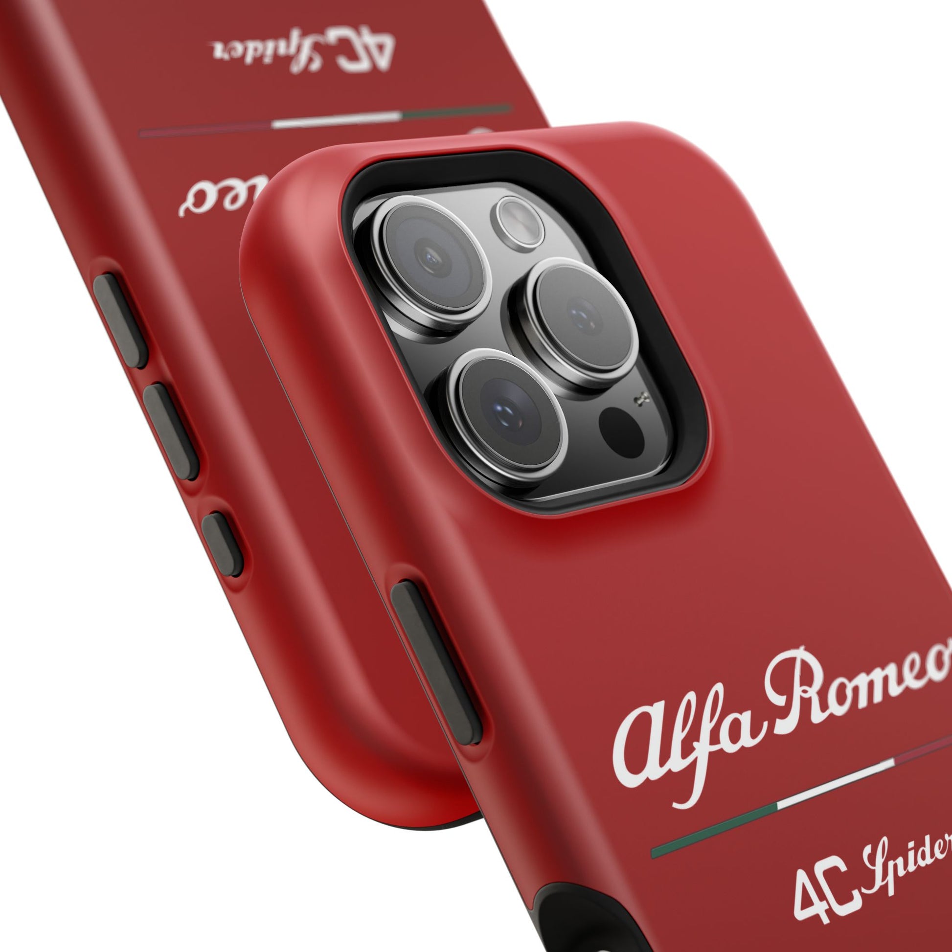 MagSafe® Dual Layer iPhone Case - Alfa Romeo 4C Spider in White on Alfa Rosso - AI Print Spot