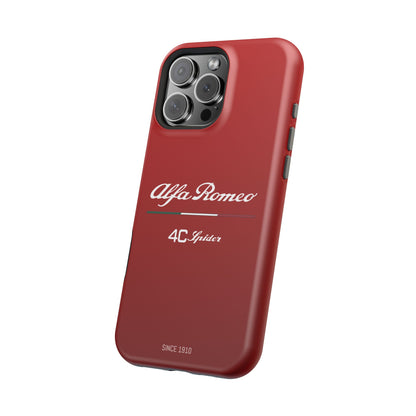 MagSafe® Dual Layer iPhone Case - Alfa Romeo 4C Spider in White on Alfa Rosso - AI Print Spot