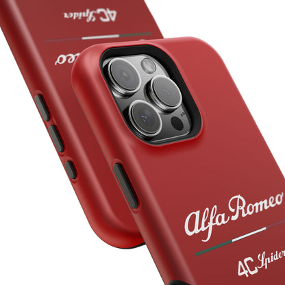 MagSafe® Dual Layer iPhone Case - Alfa Romeo 4C Spider in White on Alfa Rosso - AI Print Spot