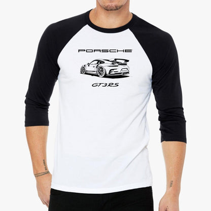 Porsche 911 GT3RS Tee - Bella+Canvas 3200 - Unisex 3/4 Baseball Sleeve - Car Enthusiast - Gift for Him or Her - Soft, Ring-Spun Cotton - AI Print Spot