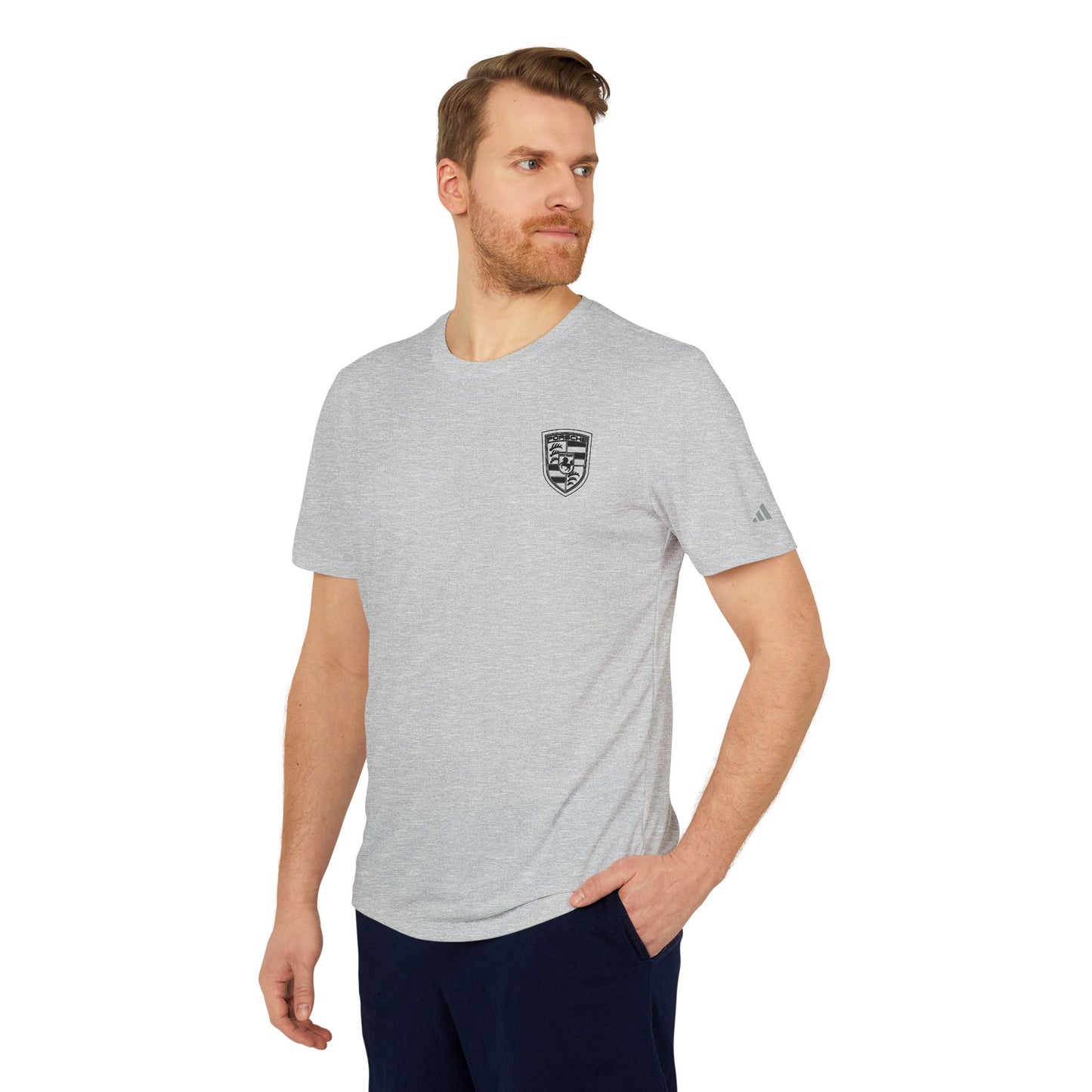 Porsche Crest Athletic Crewneck T-Shirt - adidas 3-Stripes Gear - AI Print Spot