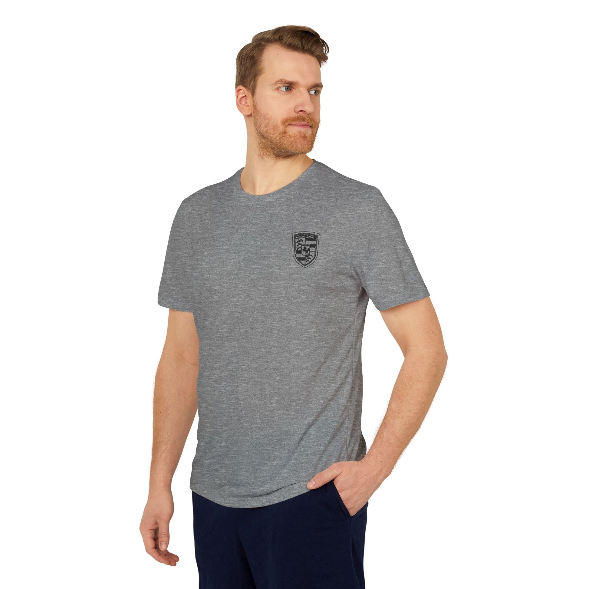 Porsche Crest Athletic Crewneck T-Shirt - adidas 3-Stripes Gear - AI Print Spot