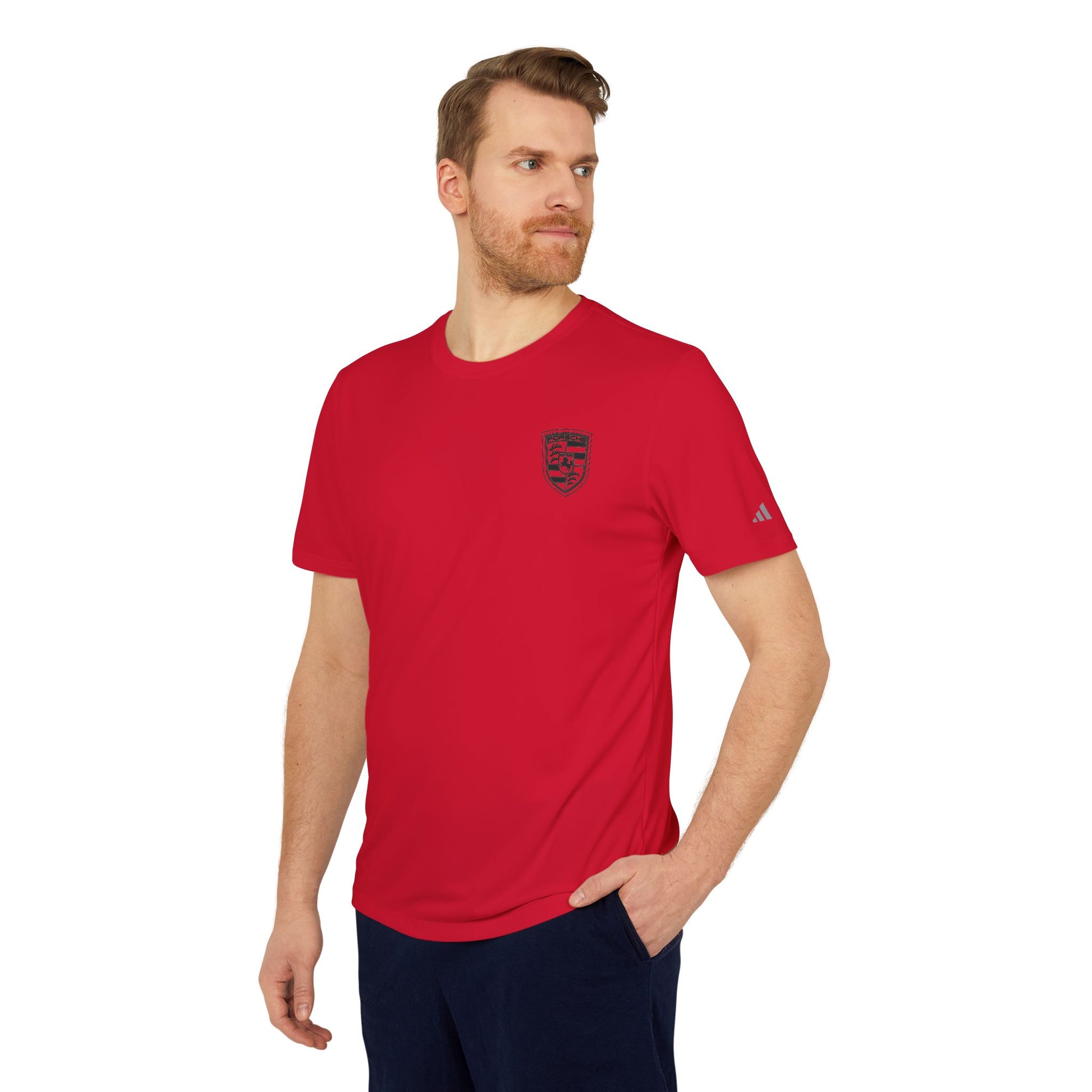 Porsche Crest Athletic Crewneck T-Shirt - adidas 3-Stripes Gear - AI Print Spot