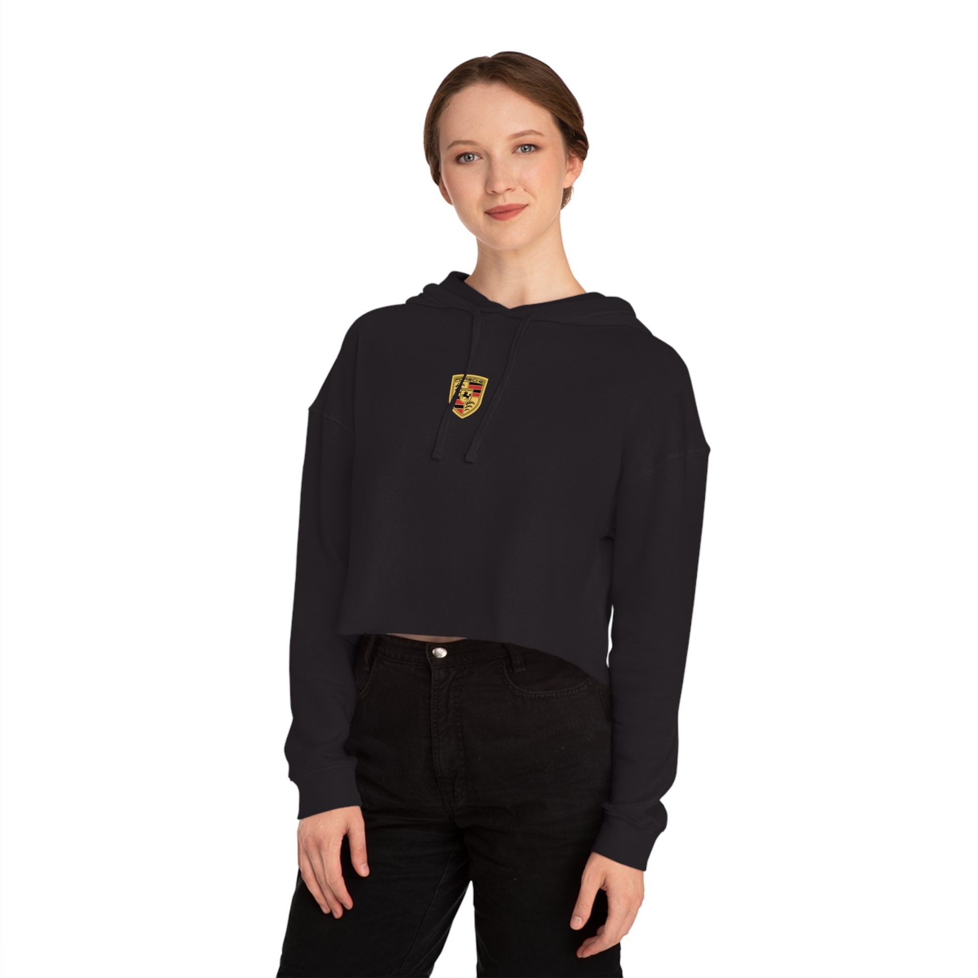 Porsche Crest Crop Hoodie for Women in 8 Colors - AI Print Spot