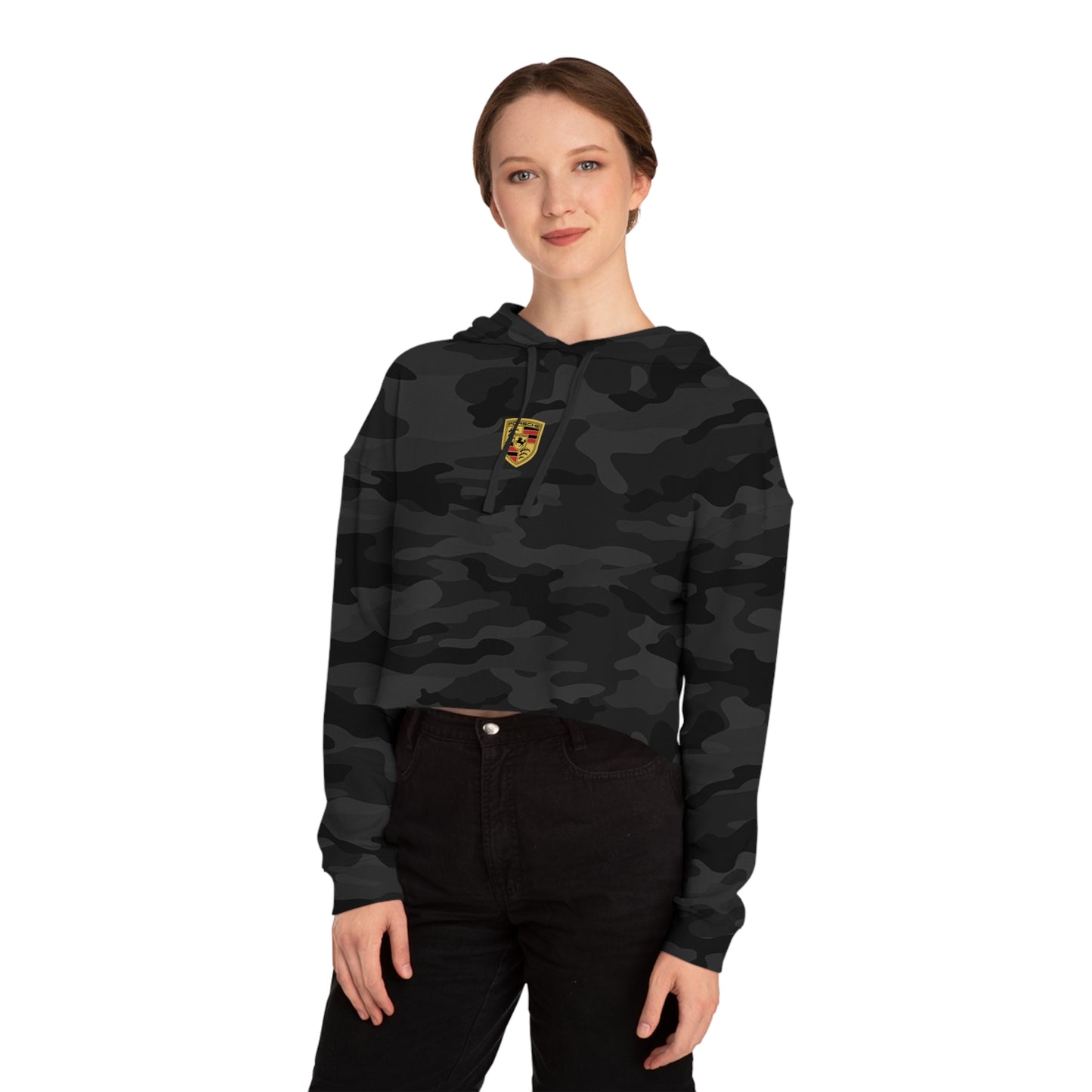 Porsche Crest Crop Hoodie for Women in 8 Colors - AI Print Spot