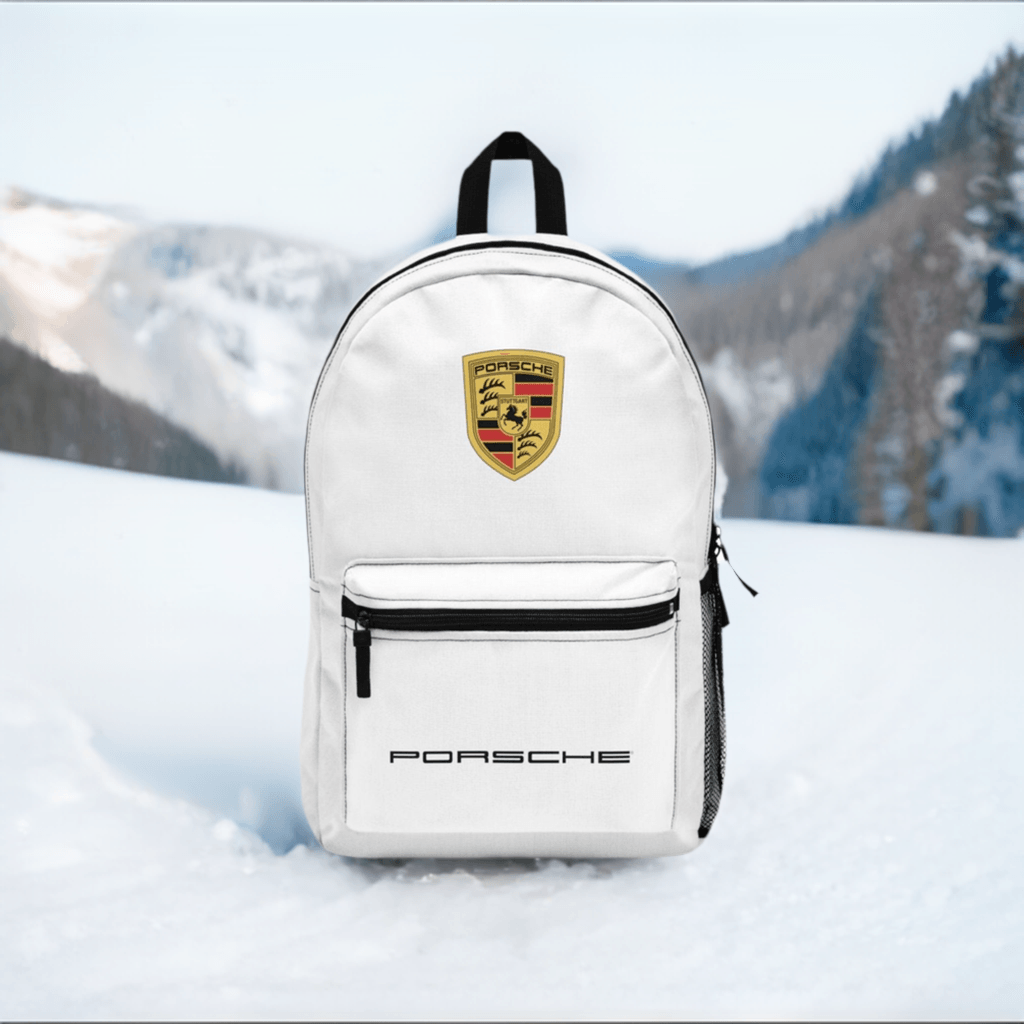 Porsche Crest Elegance Backpack in White - AI Print Spot