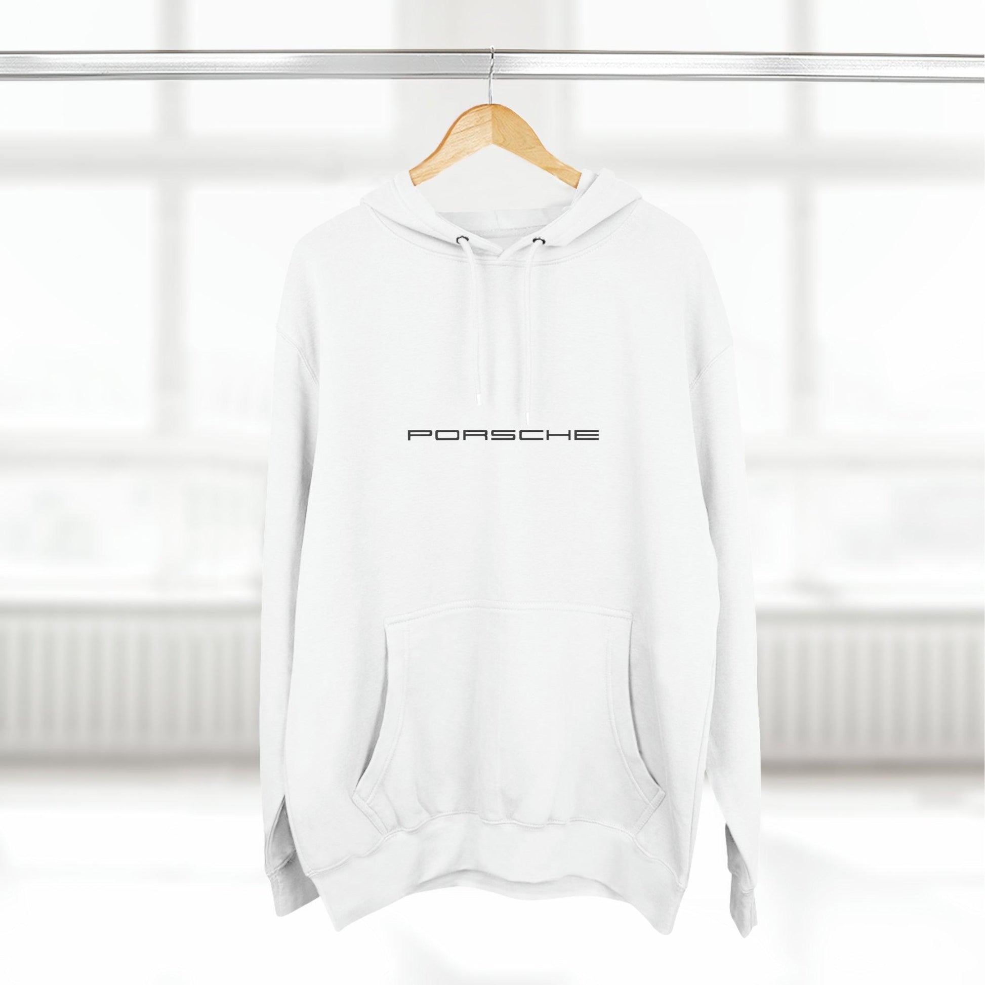 Porsche Enthusiast's Premium Hoodie by Lane Seven - Durable 3-Panel Fleece, Cotton-Poly Blend, True-to-Size Fit - "PORSCHE" Logo on Front - AI Print Spot