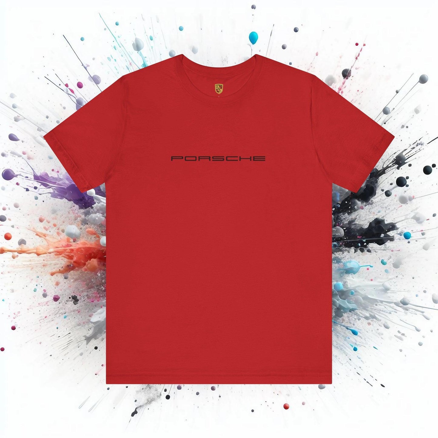 Porsche Inspired Logo Bella+Canvas Short-Sleeve Tee - 16 Colors - Ethical Unisex Cotton T-Shirt - Made in USA - AI Print Spot