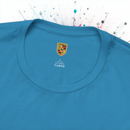 Porsche Inspired Logo Bella+Canvas Short-Sleeve Tee - 16 Colors - Ethical Unisex Cotton T-Shirt - Made in USA - AI Print Spot
