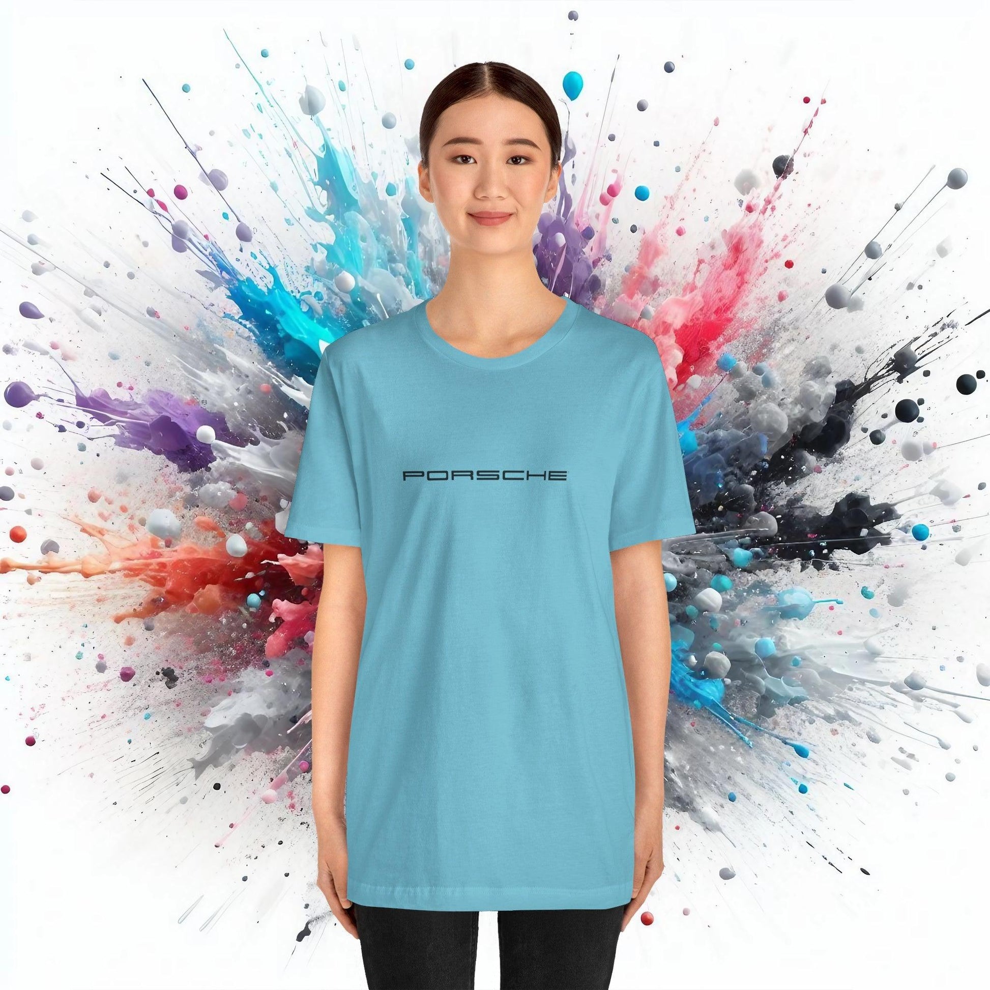 Porsche Inspired Logo Bella+Canvas Short-Sleeve Tee - 16 Colors - Ethical Unisex Cotton T-Shirt - Made in USA - AI Print Spot